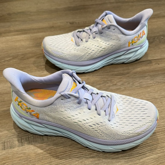 Hoka One One Shoes - Hoka One One Clifton 8 Baby Lavender Smoke Green Athletic Running Sneakers